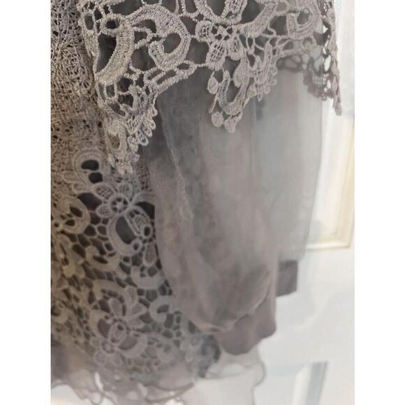 Lace Gray Blouse L Custom Made. - Picture 5 of 8
